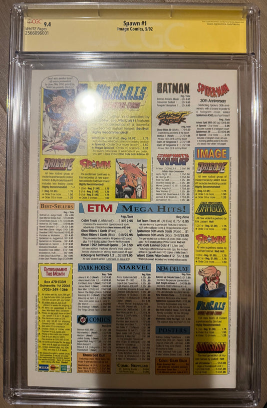 CGC 9.4 SS Spawn #1 – Signed by Todd McFarlane